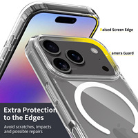 Coque de téléphone magnétique transparente et robuste pour iPhone 15, 16, 17 Pro, avec dos transparent pour sublimation, style tendance
