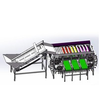 500Kg 380V Fruit & Groenten Sortering Sorteermachine Met 304 Roestvrij Staal Voor Landbouwbedrijven Zilver Grotere Houten Kist