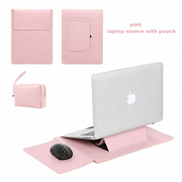 Funda Protectora para Portátil de Cuero PU Acolchado Resistente a Impactos con Bolsillo para Cable de Alimentación y Protección Reforzada en las Esquinas, para Viajes de Negocios