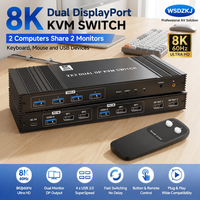 Conmutador KVM Hardrock Premium 8K Dual para Aleación de Aluminio, 4 Puertos USB 3.0, Compartición de Teclado y Ratón, Multi-OS, Dos Computadoras