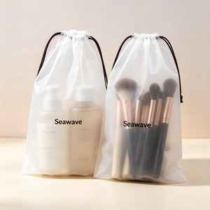 Bolsa de Plástico PE Esmerilado Impermeable con Cordón, Impresión de Logotipo Personalizado, para Guardar Ropa, Ropa Interior, Calcetines y Prendas - Product Image 3