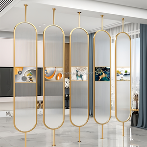 Divisor de Acero Inoxidable de Diseño Personalizado, Pantalla Metálica Ovalada con Espejo, Mampara Móvil para Oficina, <span class=keywords><strong>Villa</strong></span>, Club, Ingeniería, Decoración - Product Image 2