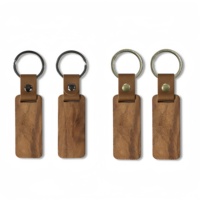 Porte-clés en bois et cuir, porte-clés avec sangles en cuir, porte-clés en bois non fini pour la gravure, cadeaux personnalisés