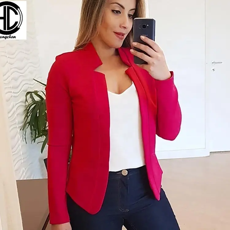 2021 Autumn New Arrival Elegance Women Pure Color Ladies Formal Professional Oversized Women Office Wear Plus Size Short Blazers