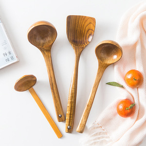 Wooden Spoon Set 4 Pieces Heat Resistant Long Handle For Soup Noodle <b>Pan</b> Cooking Utensils - Product Image 1