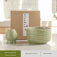 Coffret Cadeau de Cérémonie de Thé Matcha en Céramique avec Fouet, Bol et Kit d'Outils pour Déguster Votre Tasse de Thé, Incluant Support et Brosse, Coffret d'Outils Matcha