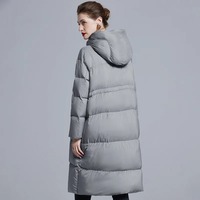 Doudoune mi-longue de luxe pour femme, nouvelle collection hiver, coupe ample, à capuche, épaisse et chaude, en duvet de canard blanc, confortable et décontractée