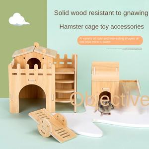 Maison en <span class=keywords><strong>bois</strong></span> massif pour hamster, jouet, cage, accessoires, hamster, ours doré, villa de luxe à un ou deux étages, accessoires pour hamster - Product Image 1