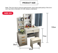 Coiffeuse de Chambre Moderne Blanche Nordique avec Miroir et Tabouret, Rangement à Tiroirs