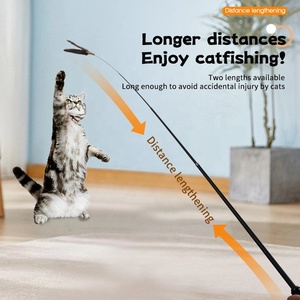 Baguette rétractable pour chat avec logo personnalisé <span class=keywords><strong>en</strong></span> gros d'usine Jouet de pêche Bâton teaser <span class=keywords><strong>en</strong></span> <span class=keywords><strong>papier</strong></span> bois plume - Product Image 2