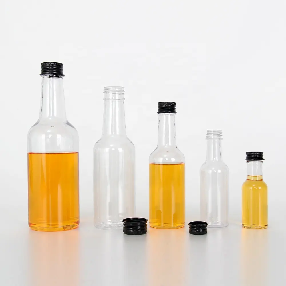 New Design 25ml 50ml 100ml 150ml 250ml Clear Hot Sauce Liquor Salad PET Plastic Bottle With Plastic Lid