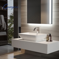 Vente en gros de lavabo de salle de bain avec comptoir et design moderne et luxueux pour les toilettes de l'hôtel et la villa