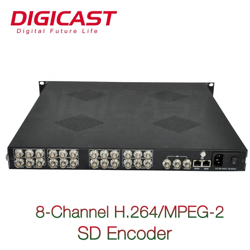 DMB-9820 équipement de diffusion de télévision Numérique 8 en 1 sd encodeur H.264 Équipement Câble Codeur Multiplexeur