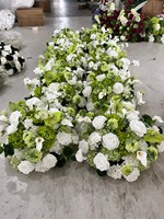 H470 Weiß-Grünes Handgefertigtes Hochzeitsblumen-Arrangement Künstlicher Calla-Lilien-Strauß Rose Hortensie 60cm Blumenball Tischdekoration