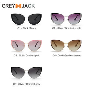 แว่นกันแดดกรีแจ็คทรงแคทอายไร้กรอบสำหรับผู้หญิง สีดำโลหะ เลนส์ไล่เฉดสี UV400 รุ่นที่ 3 - Product Image 2