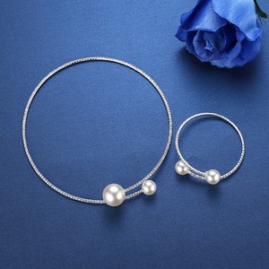 Pulsera de Moda con Perlas Blancas Brillantes, Ajustable, Collar Abierto, Joyería, Pulseras y Brazaletes - Product Image 4
