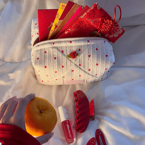 Bolsa de cosméticos con forma de corazón estilo coreano, bolsa de viaje con cremallera para el cuidado de la piel, bolsa de almacenamiento de cosméticos portátil de gran capacidad. - Product Image 3