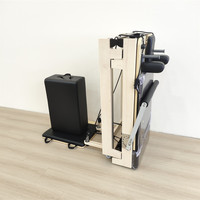 Reformer de Pilates de Madera de Arce con Manija Interior de Lujo, Cama de Pilates Reformer con Media Torre, Reformer de Pilates Plegable de Madera de Arce