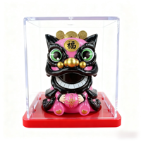 Vente en gros d'ornement de danse lion à secousse automatique à énergie solaire en plastique Figurine animale de dessin animé Décoration de voiture