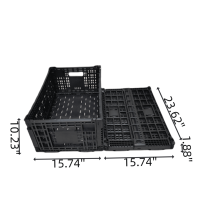 Panier de Rangement Pliable en Plastique QS pour Aliments et Pain, Caisses Pliantes pour Tomates, Caisses à Lait, Caisses à Raisins, Mailles Bleues Personnalisées