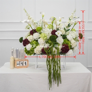 Wedding Aisle <strong>Flowers</strong> Bridesmaid Bouquet Burgundy White Green <strong>Hydrangea</strong> <strong>Artificial</strong> <strong>Flower</strong> Floor Altar <strong>Flower</strong> for Party Event - Product Image 2