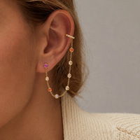 Boucles d'oreilles pendantes personnalisées en acier inoxydable plaqué or 18 carats avec zircon, clips d'oreille de luxe pour oreilles percées