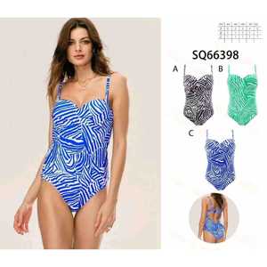 Costume da bagno bikini imbottito da donna a due pezzi con top a fascia e slip a vita alta con laccetti laterali, ideale per l'estate e la spiaggia - Ingrosso 66398 - Product Image 1