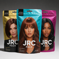 Sacs à perruques personnalisés avec logo imprimé, emballage pour cheveux, emballage transparent, sac de rangement réutilisable pour perruques, sac en plastique à fermeture éclair