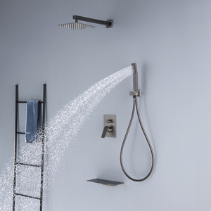 Jboyuan Square Concealed Wall <b>Mounted</b> Shower Set 304 Stainless Steel Rain Shower Head With Handheld Shower - Product Image 2