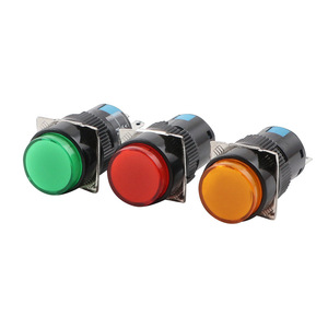 La16y-11z Round <b>Push</b> <b>Button</b> <b>Switch</b> 16mm Self-Locking 1No1Nc Led Indicator Red Yellow Green Plastic Screw Terminal - Product Image 2