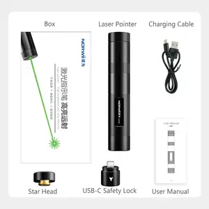 Norwii G306 laser pointer hijau, daya tinggi pencarian kuat lampu hijau dengan baterai isi ulang untuk luar ruangan