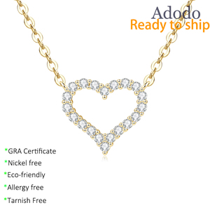 Collier Cœur Médaillon en Moissanite VVS GRA 1.5MM Micro-Pavé, Plaqué Or 14K, Design Creux, Écologique et Tendance - Product Image 1