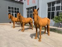 Statues de jardin en fonte grandeur nature de cheval et de cerf, décor de patio extérieur de luxe avec finition antique résistante aux intempéries, sculptures d'animaux