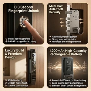 Palm Vein Smart Door Lock Video Intercom Fingerprint App Remote Control Face Recognition Emergency <b>Charger</b> Lock - Product Image 5