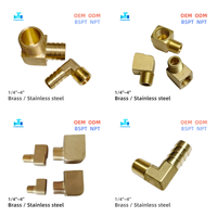 Coudière à soufflet en laiton type L NPT BSPT 1/4''~4'' à raccord cannelé 90° °   Raccord coudé à filetage Pagoda pour tuyau d'air, de gaz, d'huile et d'eau