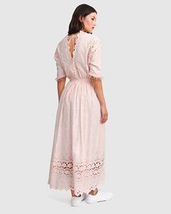 Robe longue brodée pour femmes, tenue de loisirs, élégante, rose, pour les dames, nouvelle collection d'été - Product Image 6