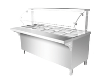 Chauffe-plats commercial autoportant avec table chauffante isolée et couvercle en verre pour la rétention de la chaleur en cantine