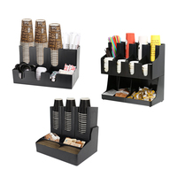 Porte-tasses à café en acrylique avec porte-papier Organisateur de sucre en paille en plastique pour le stockage et l'organisation
