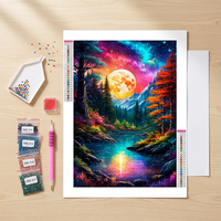 Kit de Peinture Diamant 5D Personnalisé pour Adultes, Paysage Forestier, Perles Rondes Complètes, Art Diamant DIY 30x40cm, Décoration Murale Maison, Vente en Gros