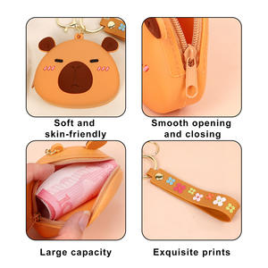 Cute Mini Silicone Capybara Fashion Waterproof Coin Purse Keychain Cartoon Wallet Student <b>Storage</b> Card <b>Bag</b> <b>Car</b> <b>Bag</b> Pendant - Product Image 2
