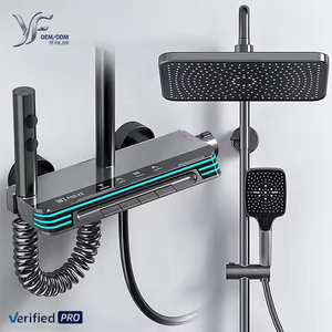 Système de douche thermostatique YF 2026 gris bronze de luxe avec affichage numérique intelligent et éclairage d'ambiance étoilé - Product Image 1