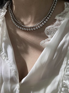 S925 argent Sterling perles rondes colliers bijoux de mode <span class=keywords><strong>madama</strong></span> gris boucle collier de perles Swa-rovsski Style Vintage collier - Product Image 6