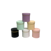 Boîte à fleurs ronde personnalisée en velours avec couvercle Boîte-cadeau de luxe en papier rigide Boîtes en papier avec logo en feuille d'or laminage film mat