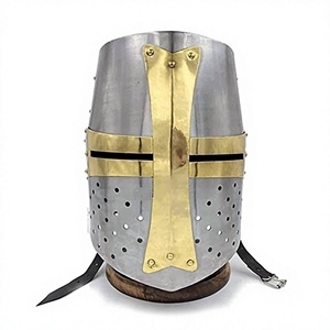 Réplica de Casco de Caballero de Metal Pulido, Estilo Clásico Redondo, Artefacto Coleccionable, Decoración para el Hogar - Product Image 1