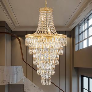 Grande design europeo vintage dulpex cristallo d'oro lampadari da soggiorno moderno <span class=keywords><strong>hotel</strong></span> a led grande lampadario appeso - Product Image 1