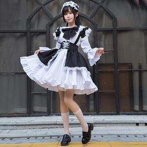<span class=keywords><strong>Tenue</strong></span> de femme de chambre Lolita Cosplay Cute Sexy Erotic Kawaii Cafe Costume Black White Men Uniform Apron Dress Cute Bowknot - Product Image 3