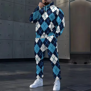 Men Shark Print Tracksuit Knitted Pullover <b>Sweater</b> Jogger Pants Casual Fitness Sportswear <b>Set</b> - Product Image 2