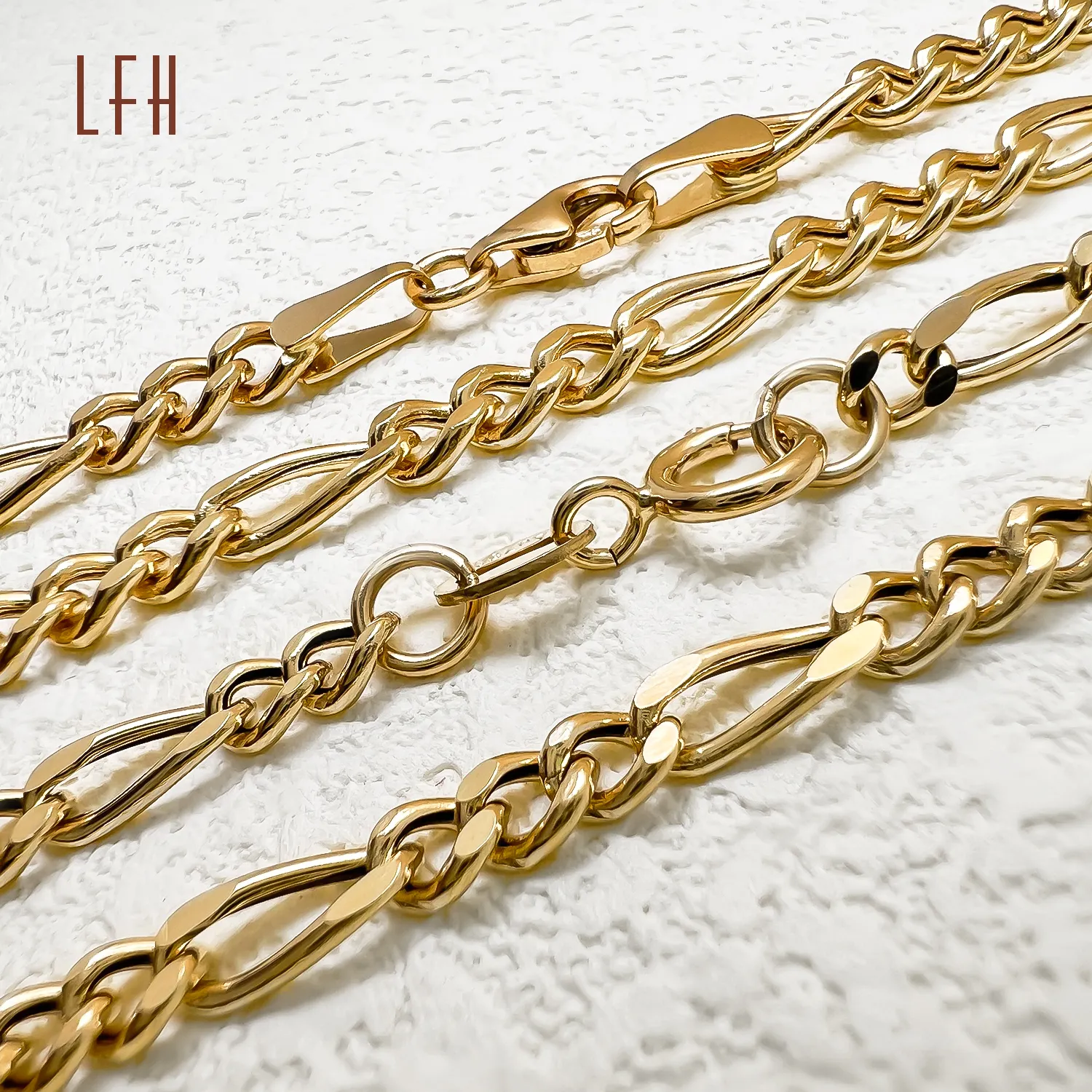 핫 잘 팔리는 18 k real 금 보석 manufacturer 18 k solid 금 피가로 체인 necklace pure 18 캐럿 금 보석 18 k real