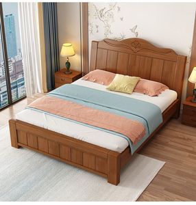 Camas Dobles de Madera de Lujo para el Hogar, Muebles Modernos y Económicos para Dormitorio, <span class=keywords><strong>Cama</strong></span> King Size de Madera Sólida - Product Image 4