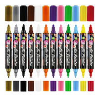 Marqueur acrylique à double pointe à base d'eau Stylo marqueur de peinture acrylique permanent non toxique pour le dessin artistique et le tapotement